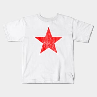 Distressed Red with White Border Star Kids T-Shirt